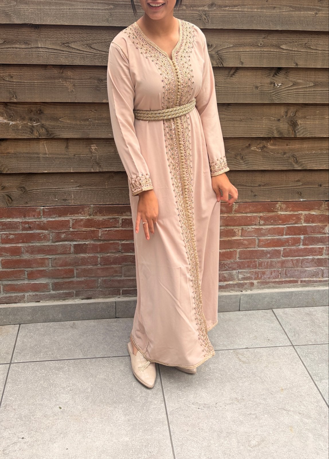 Mooie Kinder Kaftan voor leeftijd 12 - Roze met gouden detai, Verzenden, Zo goed als nieuw