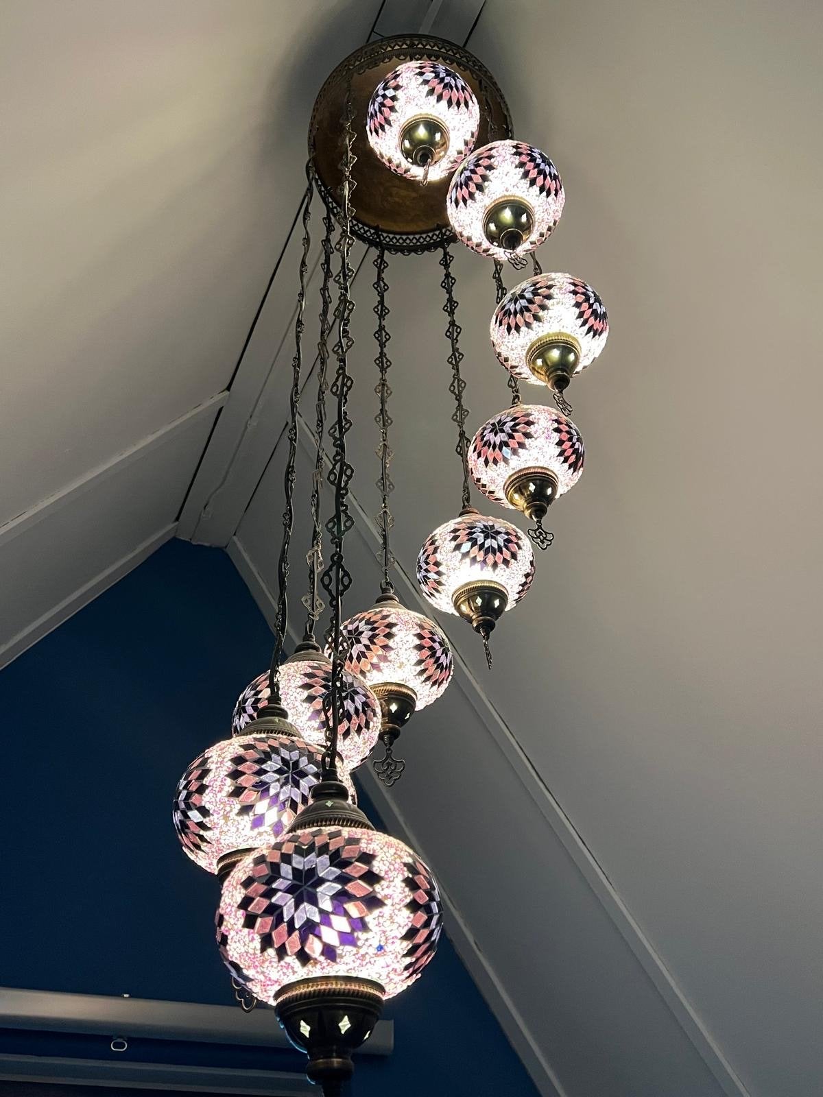 Unieke handgemaakte Mediterrane hanglampen uit Istanbul, Huis en Inrichting, Ophalen of Verzenden, Zo goed als nieuw, Glas