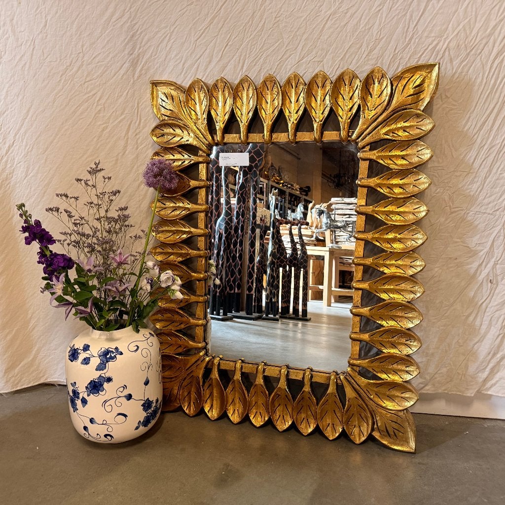spiegel goud met houten lijst - 100 x 80 cm - Gratis bezorgd, TTM Wonen, Meubels – (Perzische) Tapijten en Woonaccessoires, Nieuw