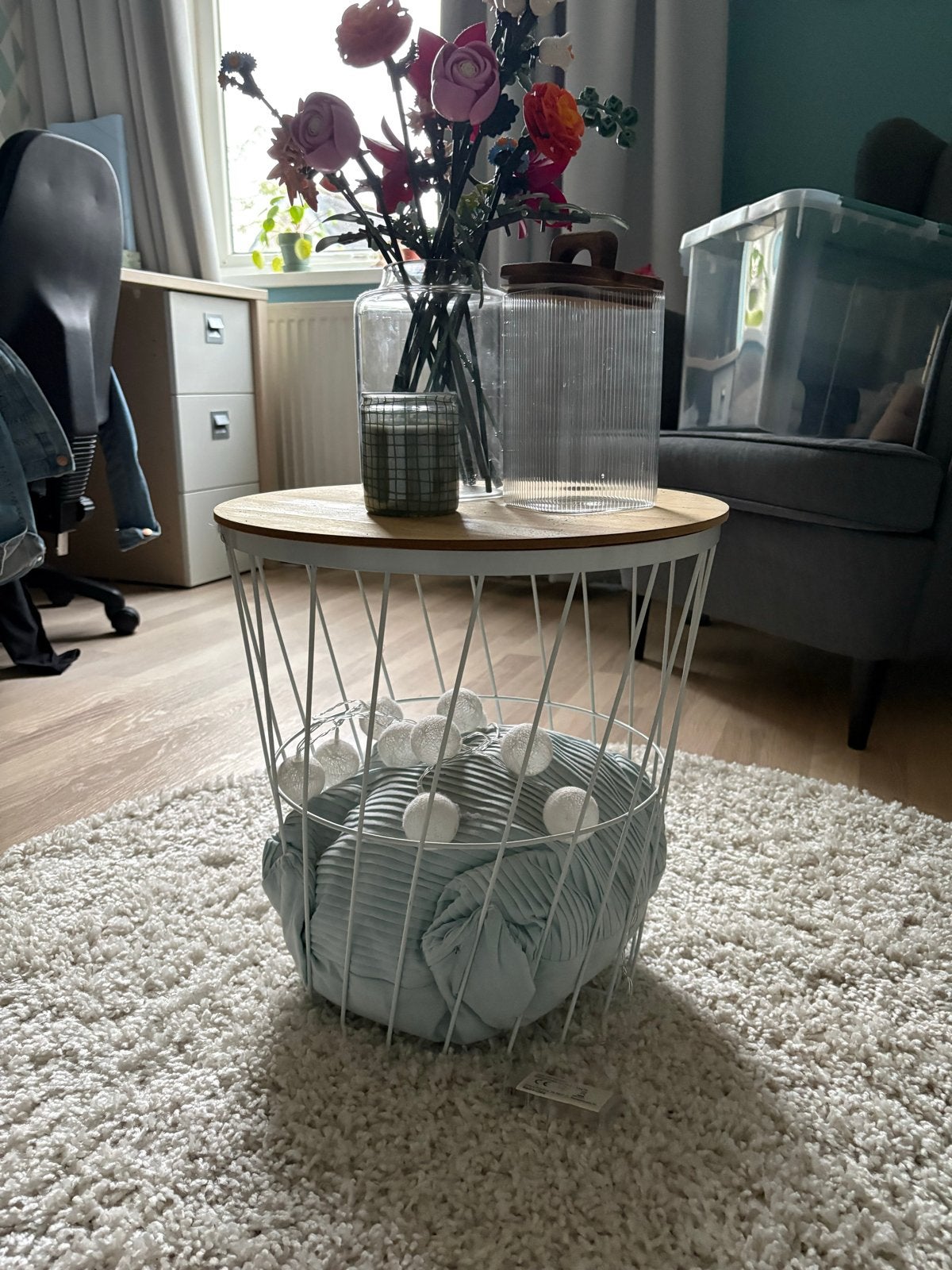 Klein bijzettafeltje met opbergruimte, Ophalen, Minder dan 45 cm, Minder dan 55 cm, Gebruikt