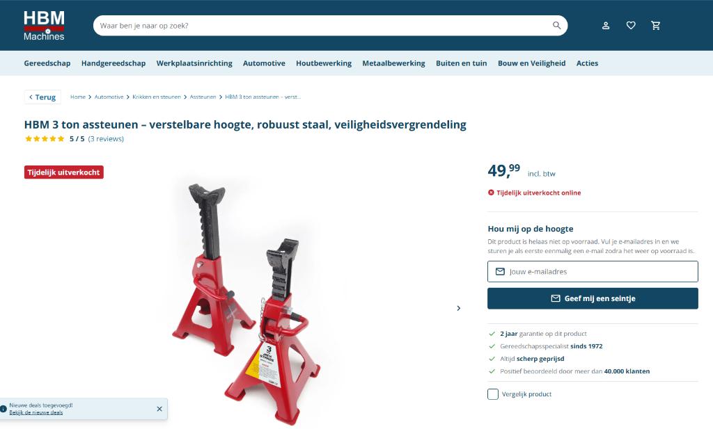 2x HBM 3 ton assteun, Auto diversen, Autogereedschap, Verzenden, Gebruikt