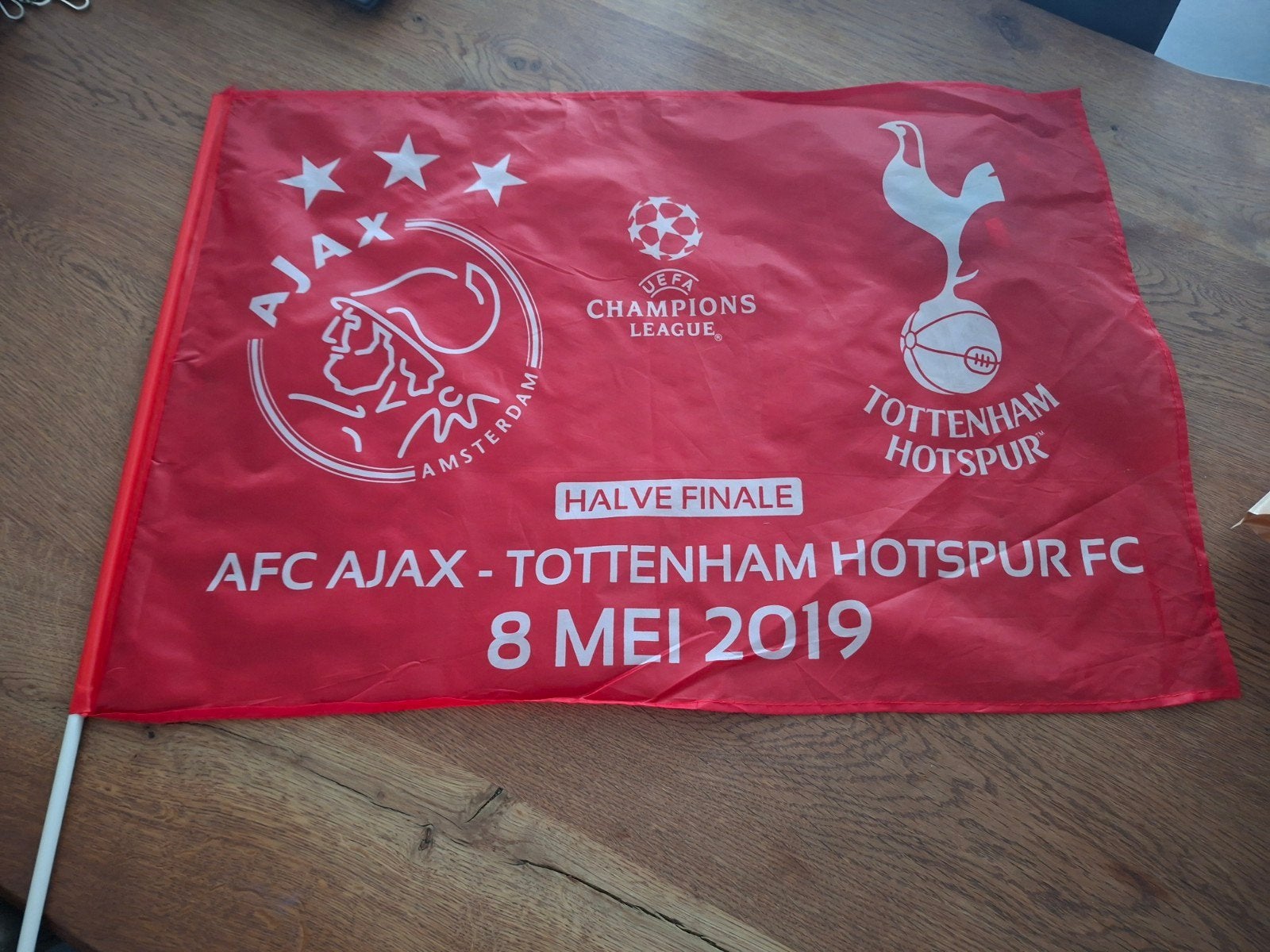 Ajax vlag halve finale 2019, Verzamelen, Ophalen of Verzenden, Zo goed als nieuw, Ajax, Vaantje of Sjaal
