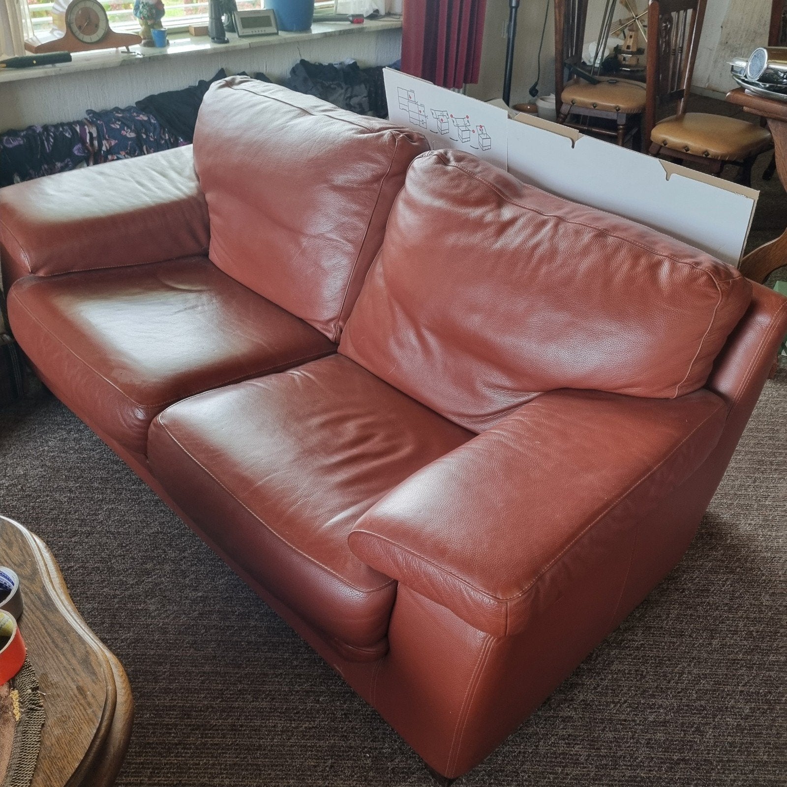 Leren bank en fauteuil set - Comfortabel en stijlvol, Huis en Inrichting, Ophalen, Gebruikt, Klassiek, Comfortabel, Driepersoons