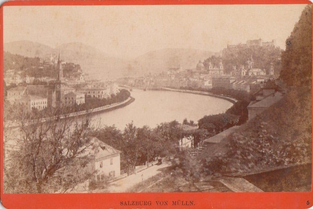 Kabinetfoto Salzburg circa 1900 - Uitzicht over de stad, Verzamelen, Gebruikt, Foto, Voor 1940, Buitenland