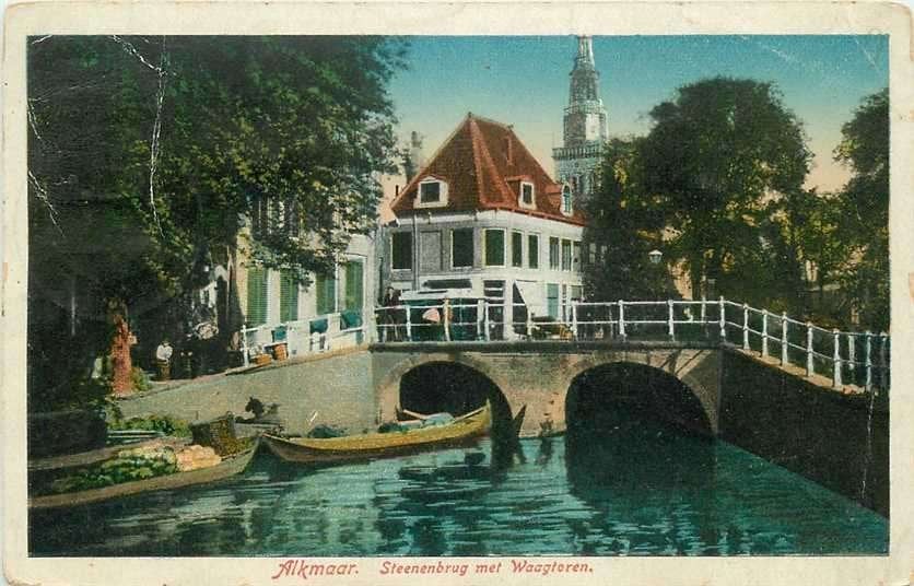 300-323-013 Alkmaar Steenenbrug met Waagtoren, Verzenden, Voor 1920, Noord-Holland