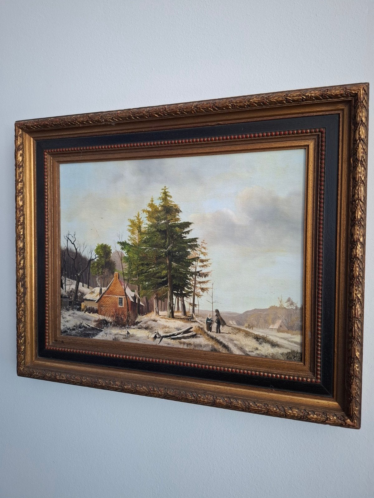 schilderij antiek winterlandschap, Antiek en Kunst, Kunst | Schilderijen | Klassiek, Ophalen