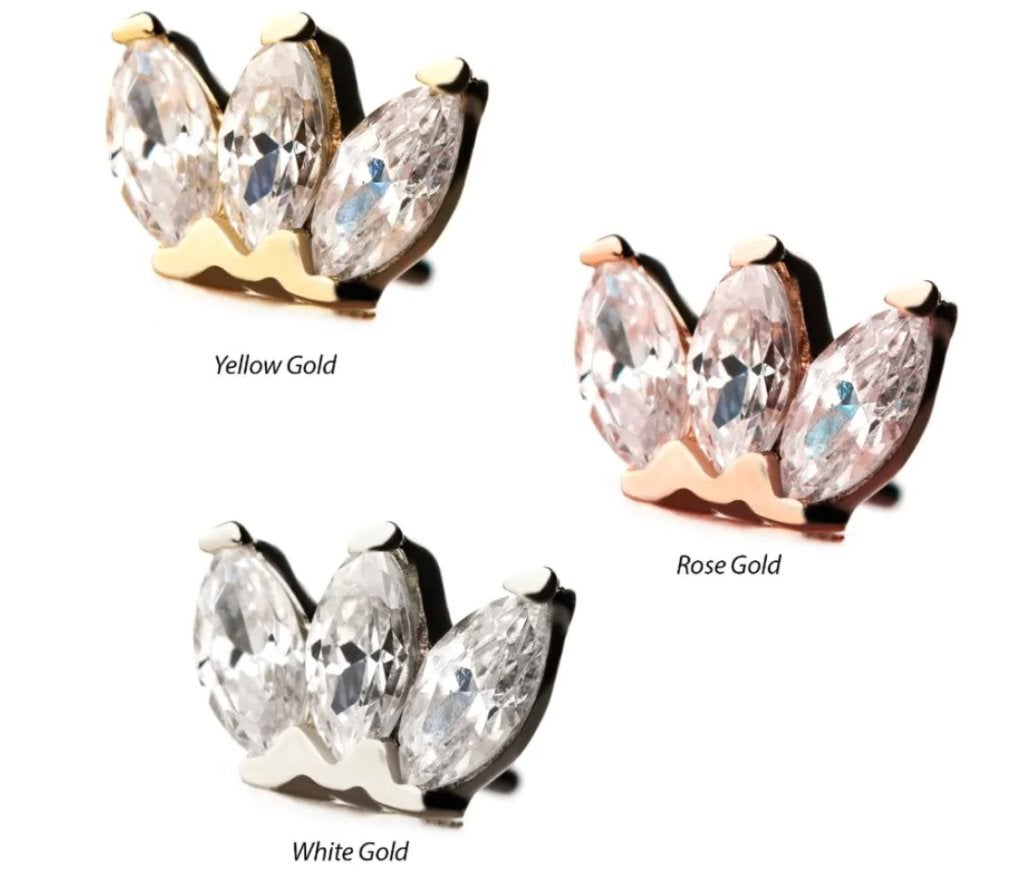 14 Karaats Gouden Marquise cluster met kristal en beads, Sieraden, Tassen en Uiterlijk, Piercings, Ophalen of Verzenden, Nieuw