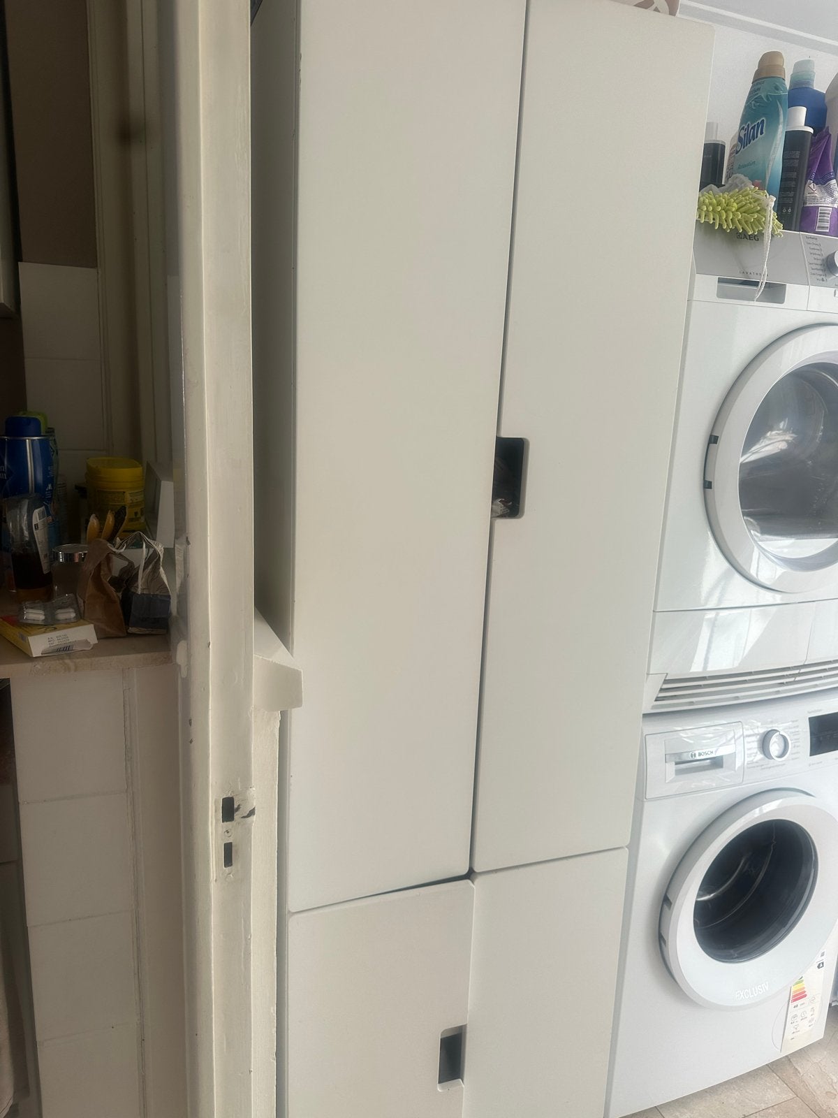 Witte opbergkast met deuren en planken ikea wit, Huis en Inrichting, Kasten | Kledingkasten, Overige materialen, Gebruikt, 150 tot 200 cm