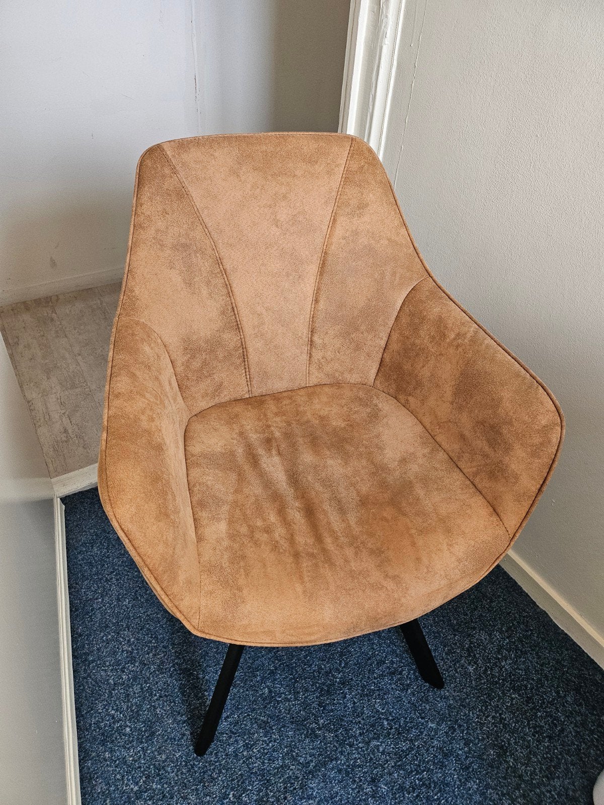 Stoel in cognac stof van Leen Bakker, Huis en Inrichting, Ophalen, Gebruikt, Bruin, Metaal