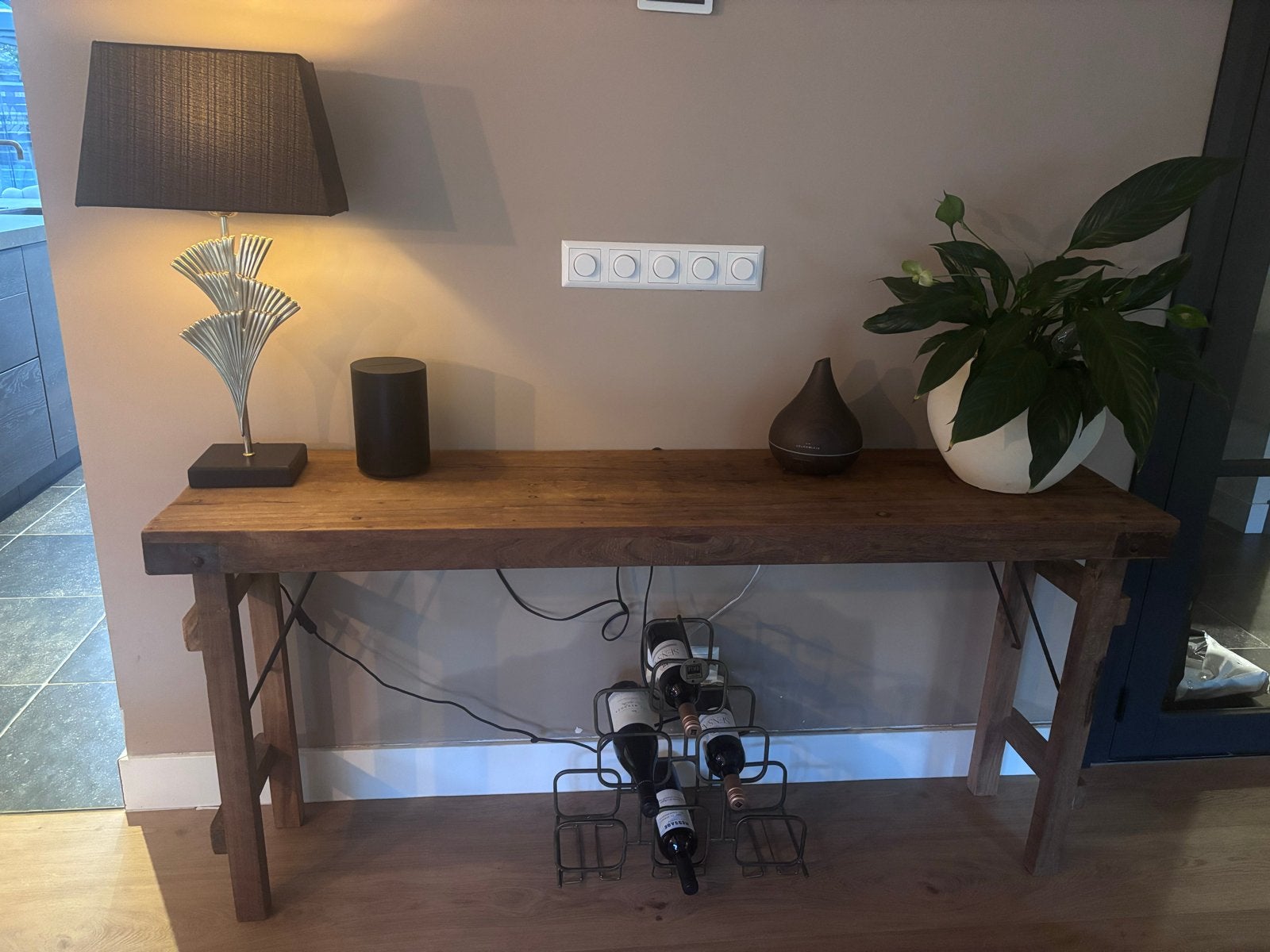 Robuuste houten sidetable - 160x39x76cm, Ophalen, Zo goed als nieuw, 150 tot 200 cm, Overige houtsoorten
