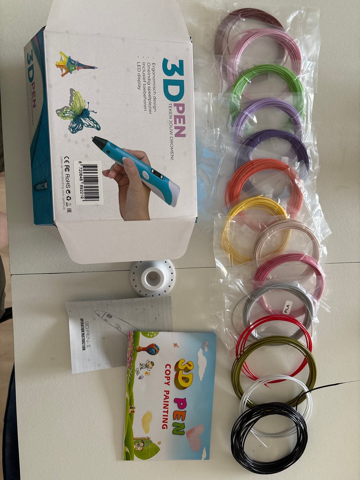 3D Pen met 12 kleuren filament en boekje, Ophalen of Verzenden, Gebruikt, Filament