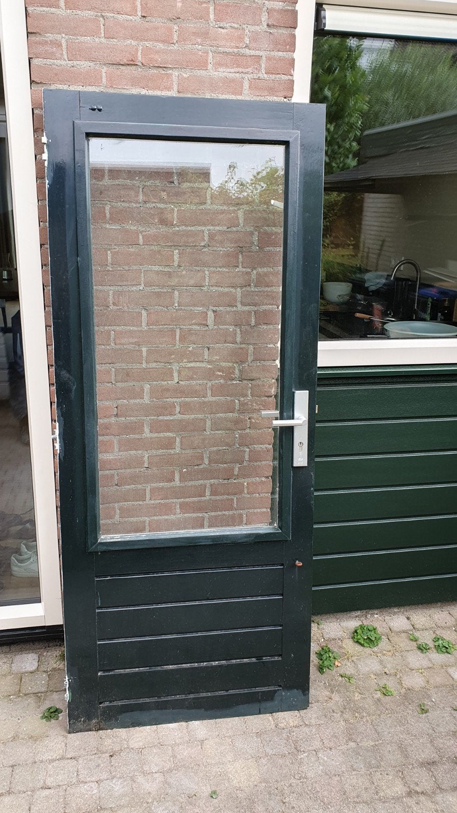 Groene buitendeur, Ophalen, Gebruikt, 80 tot 100 cm, Buitendeur