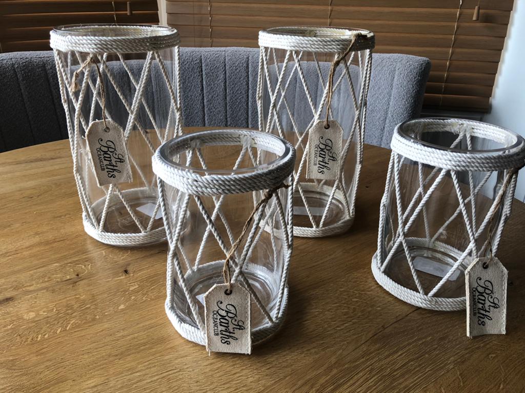 Riviera Maison windlichten/vazen nieuw, Ophalen of Verzenden, Nieuw, Overige materialen, Minder dan 25 cm