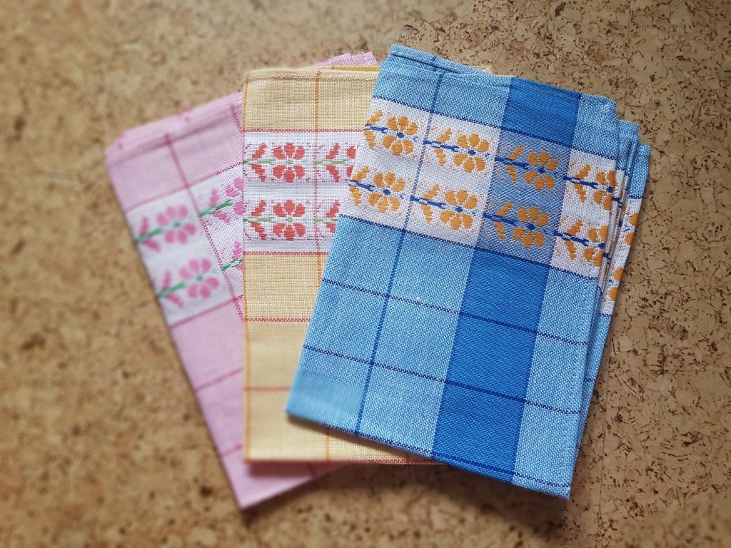 3 x retro vintage theedoek keukendoek textiel stof nieuw, Ophalen of Verzenden, Nieuw, Theedoek of Handdoek