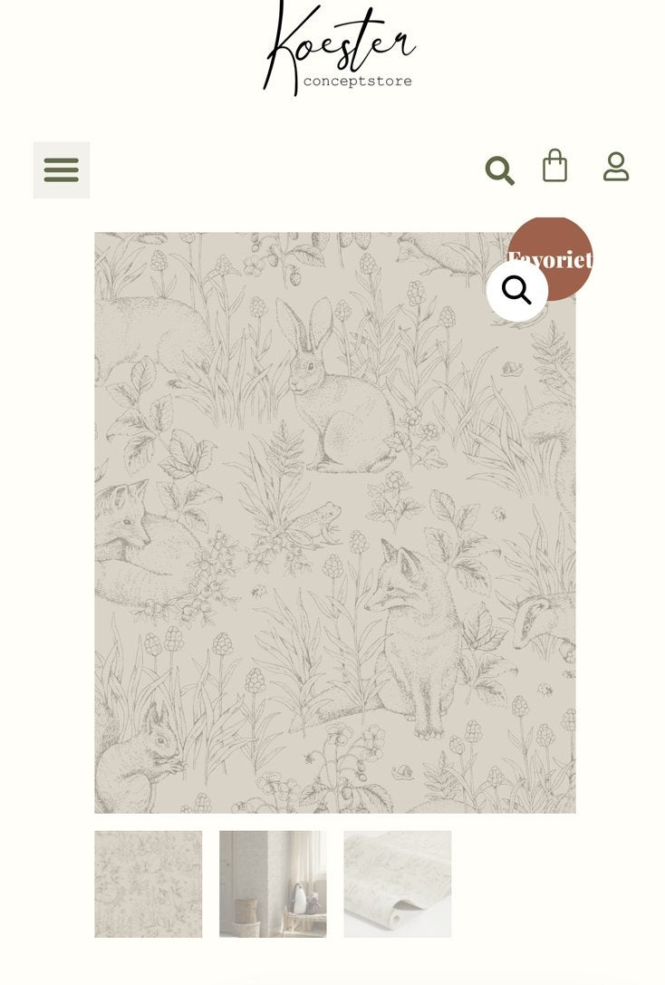 Borastapeter - behang forest friends - beige, Ophalen of Verzenden, Minder dan 10 m², Beige