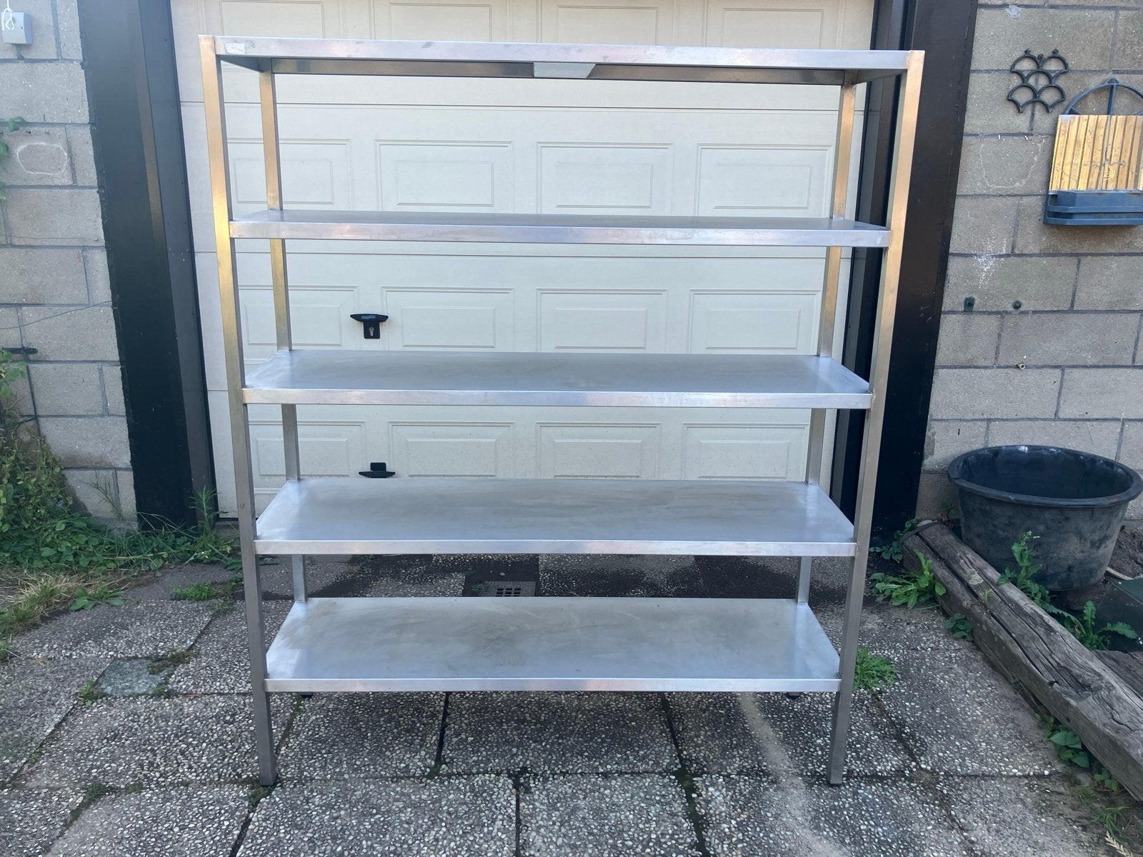 RVS stellingkast met 5 planken, Ophalen, Gebruikt