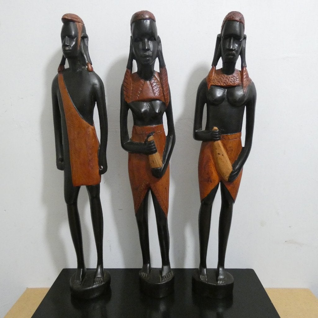 3 Afrikaanse beelden, hard hout, tribale kunst [789], Antiek en Kunst, Kunst | Niet-Westerse kunst, Ophalen of Verzenden