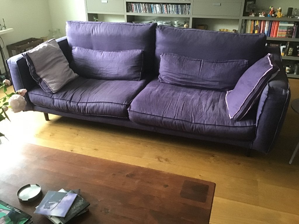 Linteloo bank en hocker, Huis en Inrichting, Banken | Bankstellen, Ophalen, Gebruikt, 100 tot 125 cm, Driepersoons
