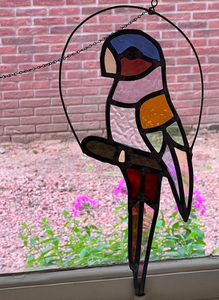 Glas-in-lood papegaai, Antiek en Kunst, Ophalen of Verzenden