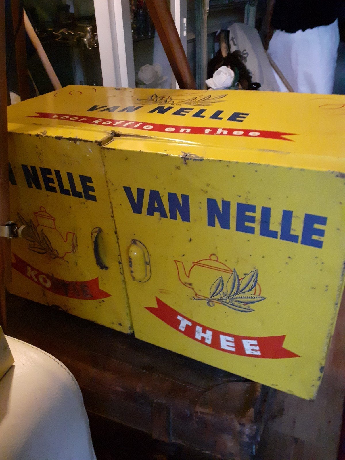 UNIEKE VAN NELLE KOFFIE THEE BLIK MET 2 DEUREN, Verzamelen, Ophalen of Verzenden, Gebruikt, Koffie, Van Nelle