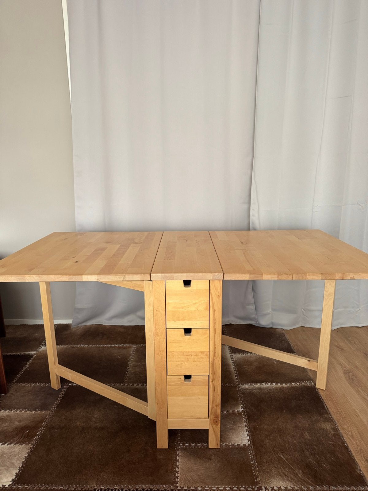IKEA NORDEN Uitschuifbare Eettafel / Klaptafel Beukenhout, Gebruikt, 100 tot 150 cm, Vier personen, Rechthoekig
