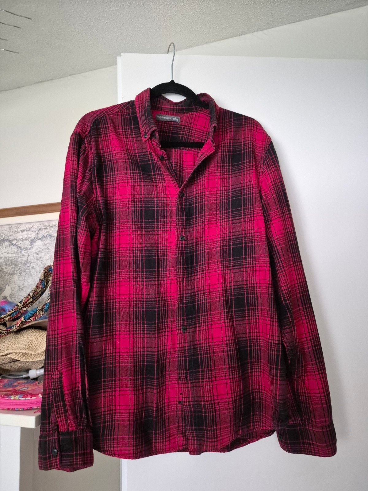 Angelo Litrico Geruit Overhemd - Rood/Zwart - Maat L (41-42), Kleding | Heren, Ophalen of Verzenden, Gedragen, Rood, Halswijdte 43/44 (XL)