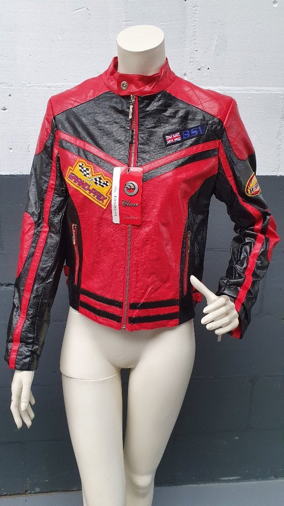 Stoer leren jasje race jas, bikerjas. Rood zwart mt XXL. S24, Tweedehands verkoop, Tweedehands verkoop, Maat 46/48 (XL) of groter