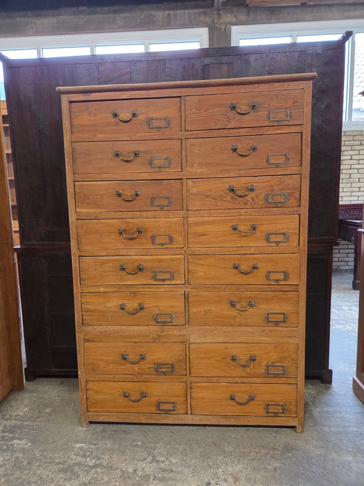 Prachtige archiefkast ~apothekerskast ~ladekast ~kantoorkast, Ophalen, 100 tot 150 cm, 5 laden of meer, Eikenhout