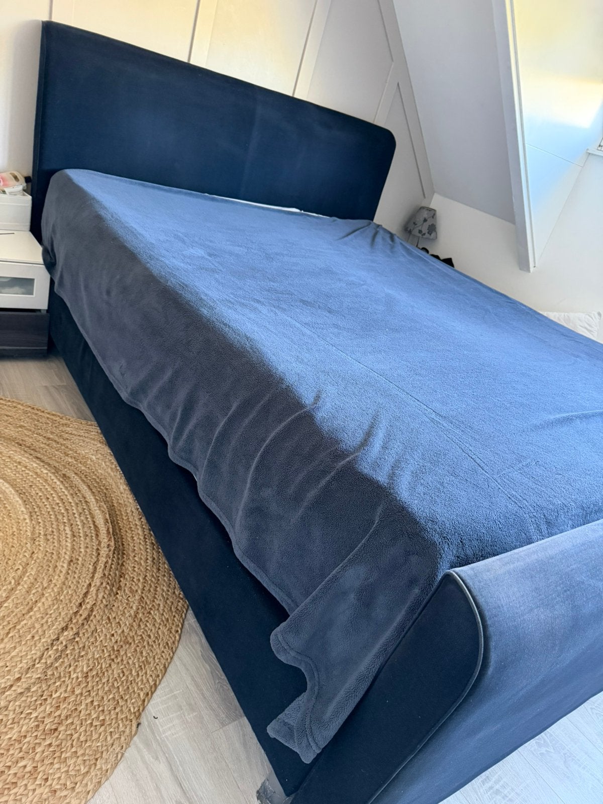 Boxspring fluweel zwart 160cm, Ophalen, Gebruikt, Zwart, Tweepersoons