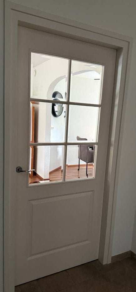 2 Witte opdek binnendeuren waarvan 1 met fazet glas 93x211, Ophalen, Gebruikt, 80 tot 100 cm, Binnendeur