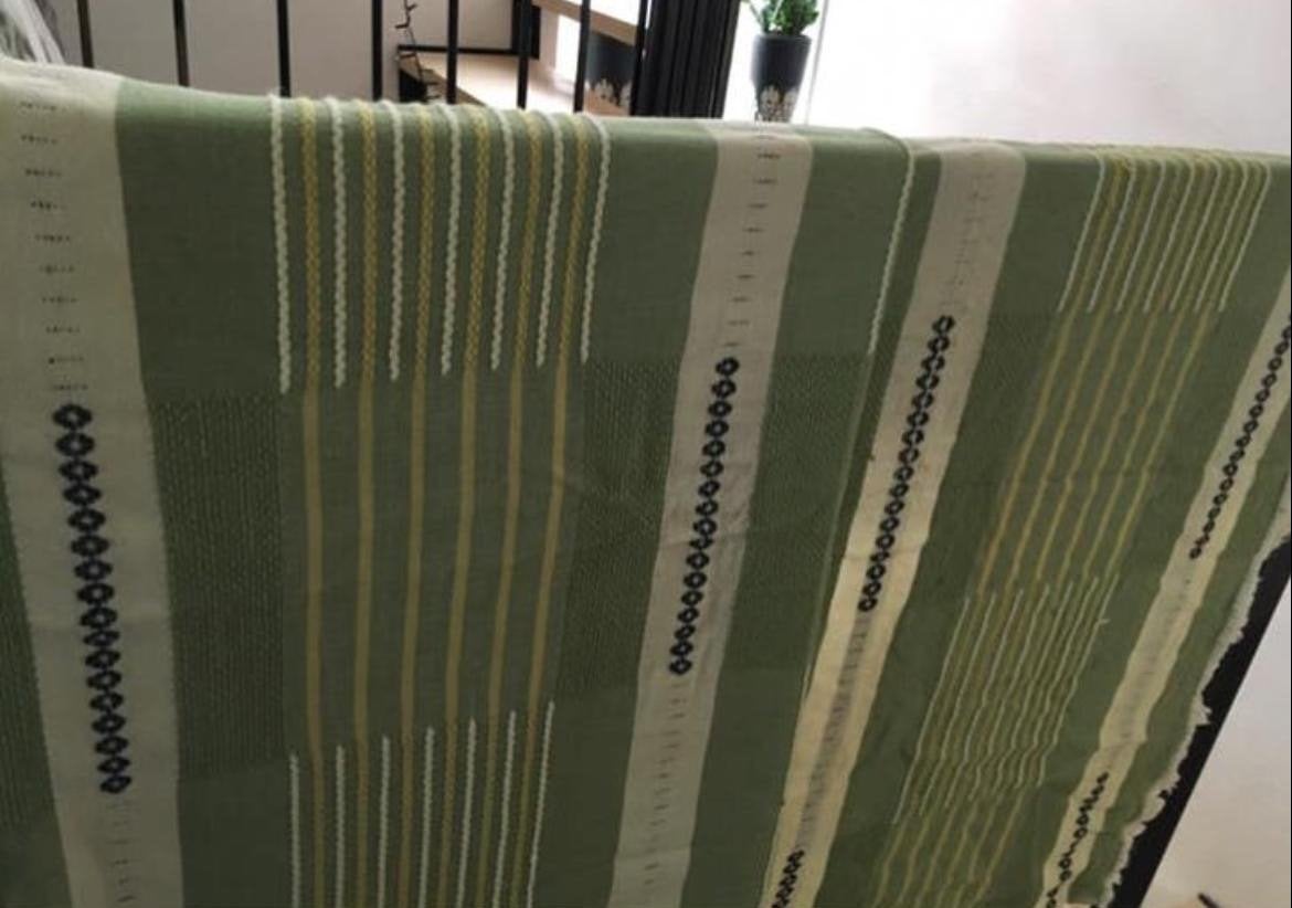 Mooie groen wollen vintage bedsprei 272cm extra lang, Ophalen, Wol, Zo goed als nieuw, Wasbaar