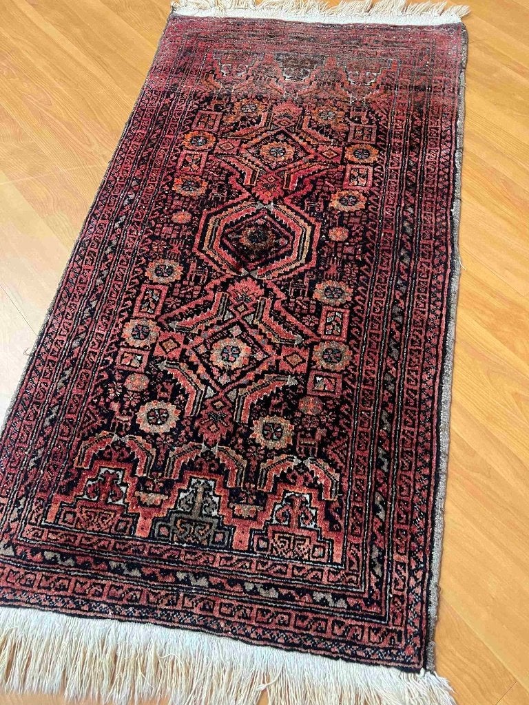 Vintage handgeknoopt Perzisch of Oosters tapijt 110/58 cm, Gebruikt, 100 tot 150 cm, Etten-Leur, DJT@dejuistetoon.eu