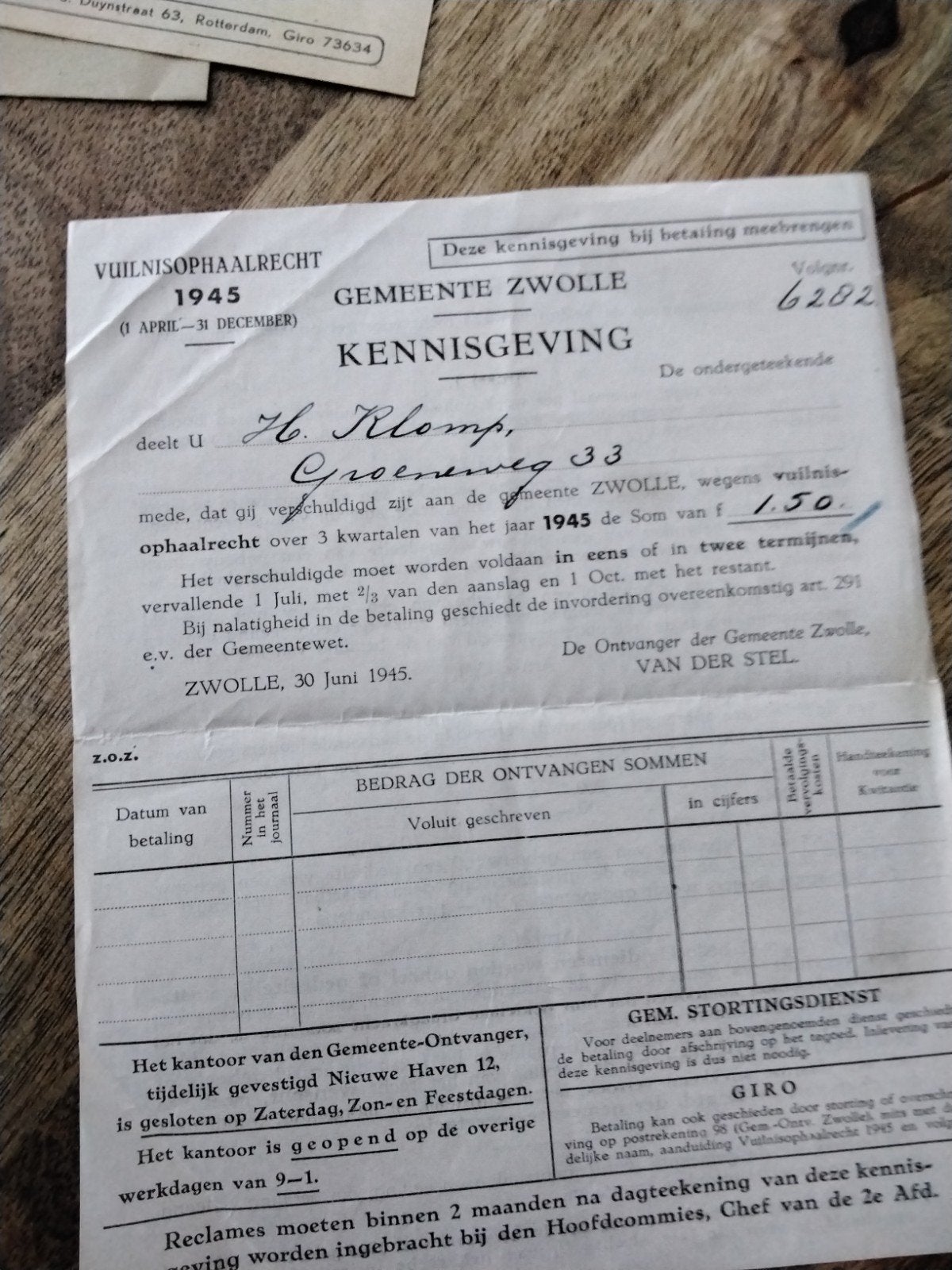 Oude administratie uit 1945, Ophalen of Verzenden, 1940 tot 1960, Nederland, Knipsel(s)