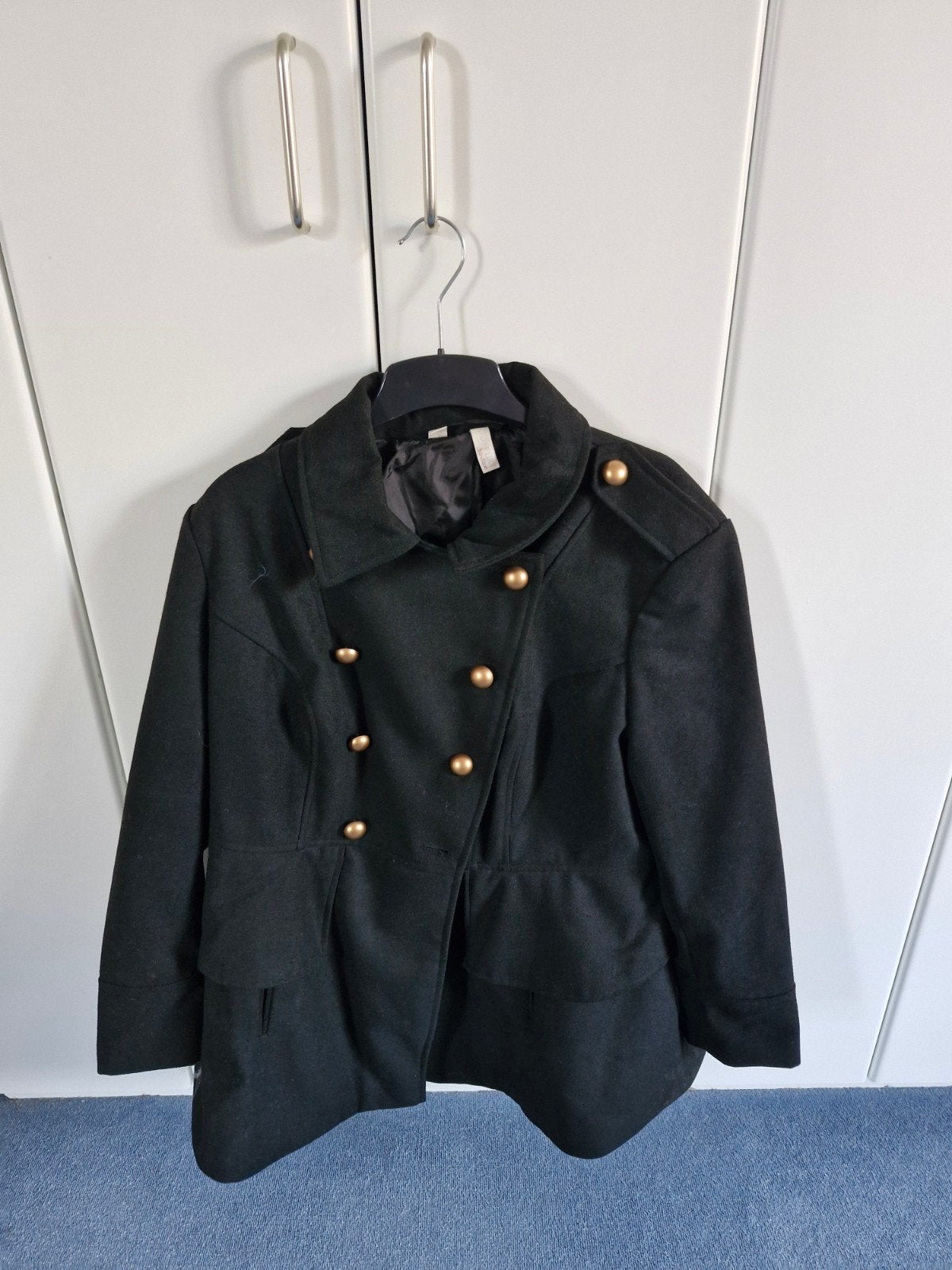 Zwarte militaire jas met gouden knopen, Ophalen, Zwart, Maat 42/44 (L), Zo goed als nieuw