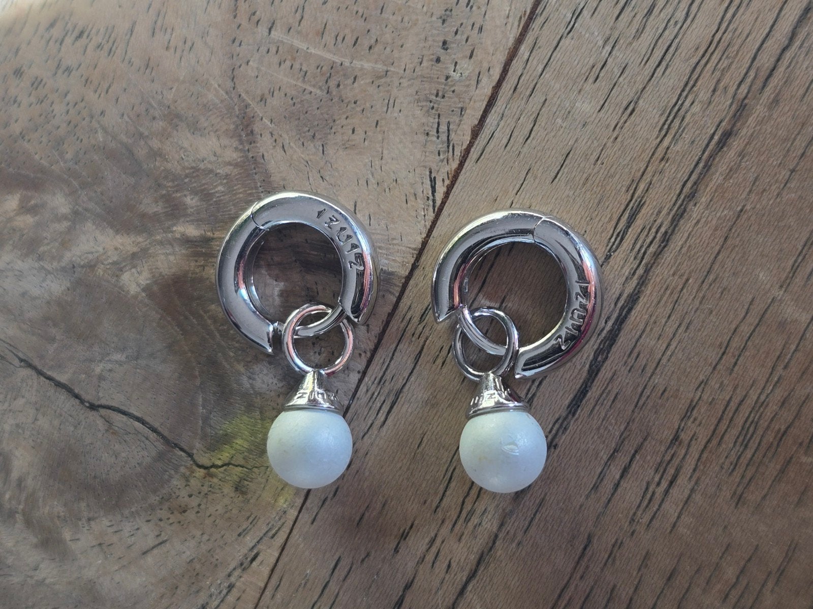 Zinzi Oorbellen met Witte Parel Hangers, Hangers, Ophalen of Verzenden, Zo goed als nieuw, Met edelsteen