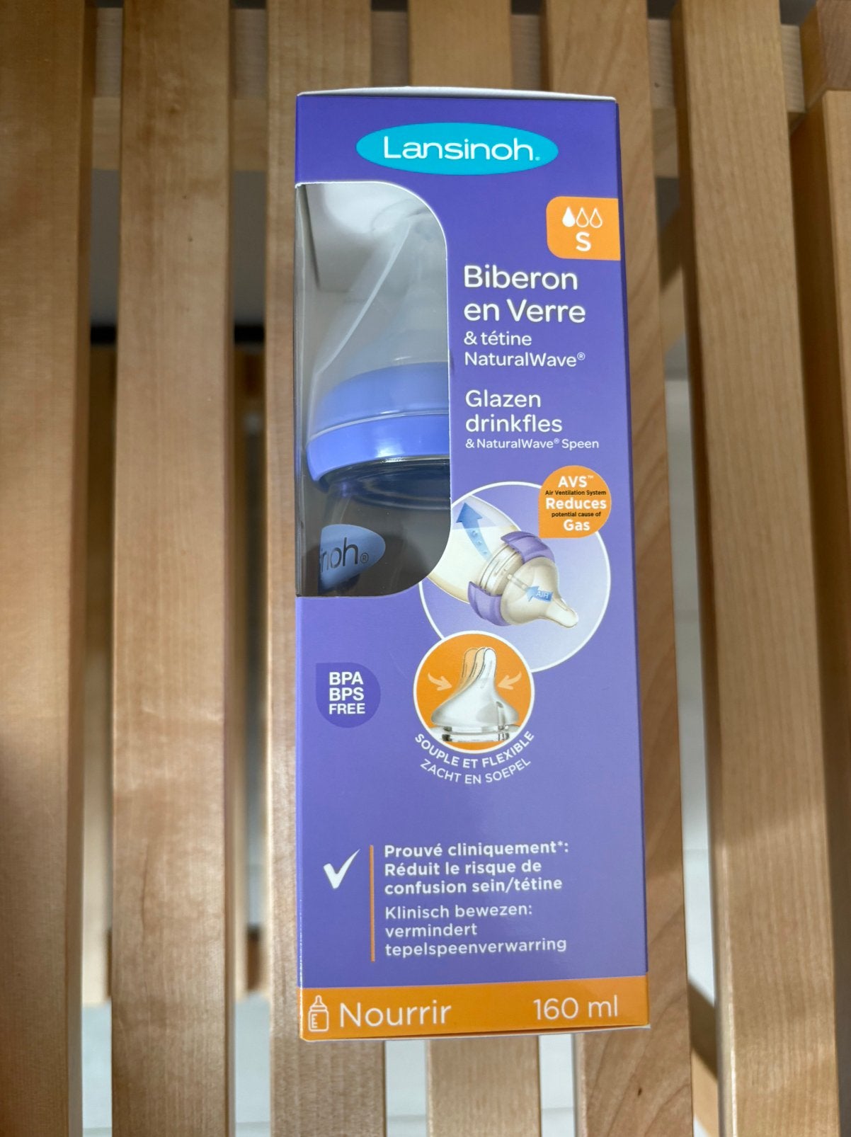Lansinoh Glazen Drinkfles met NaturalWave Speen - 160 ml, Kinderen en Baby's, Babyvoeding en Toebehoren, Ophalen, Nieuw, Overige typen