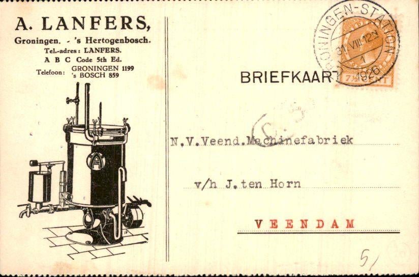 Groningen - Lanfers - Den Bosch - 1926, Verzamelen, Ansichtkaarten | Nederland, Verzenden, 1920 tot 1940, Gelopen, Groningen