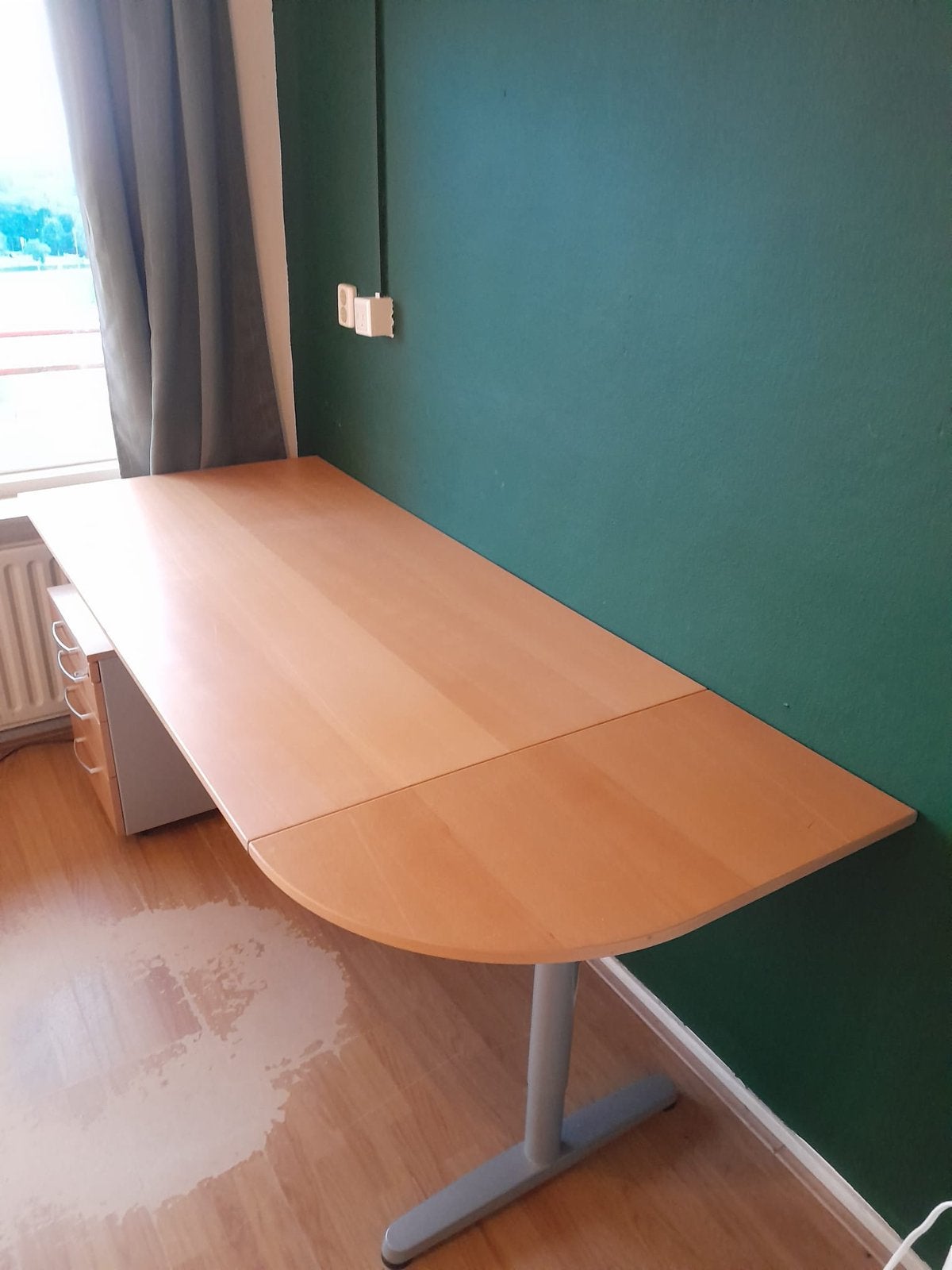 Bureau 160x80 met ladeblok en verlenging, Ophalen, 160 cm, Gebruikt, Duo-bureau