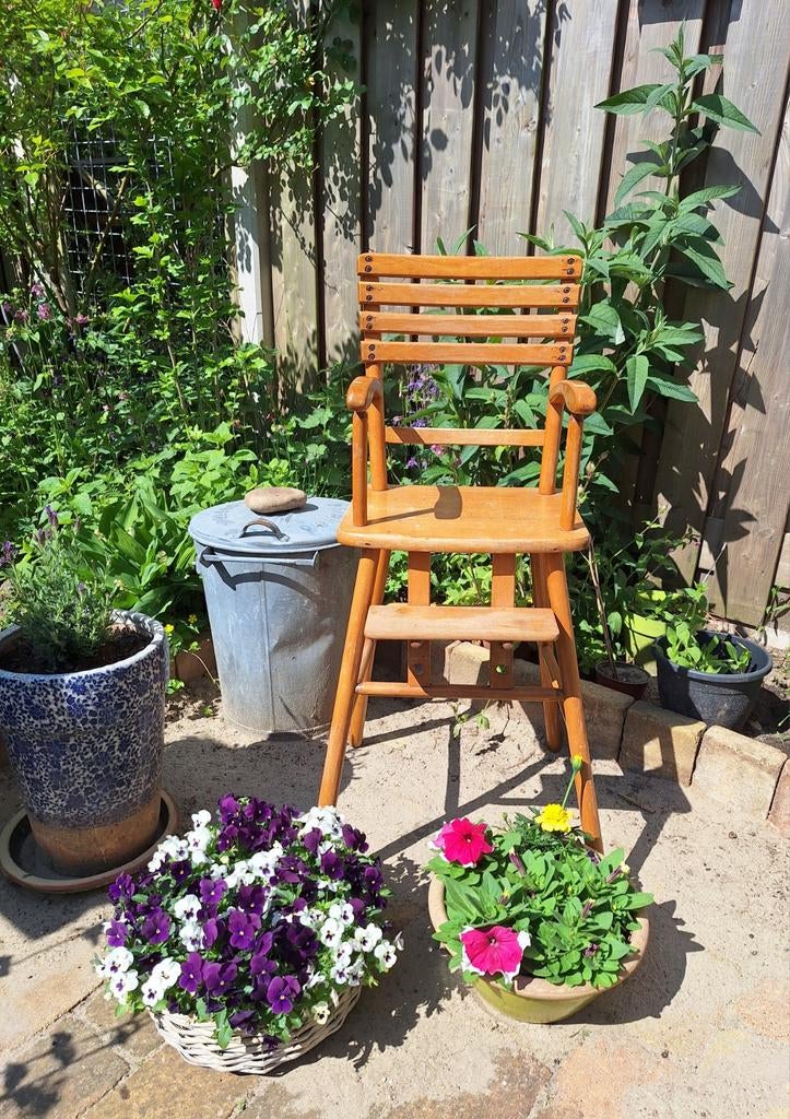 Vintage houten kinderstoel Vendex jaren '50/'60, Kinderen en Baby's, Kinderstoelen, Ophalen, Gebruikt, Overige typen