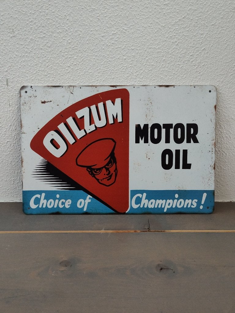 Metalen wandbord Oilzum Motor Oil – Choice of Champions, Metaal, 30 cm, Nieuw, Ophalen of Verzenden