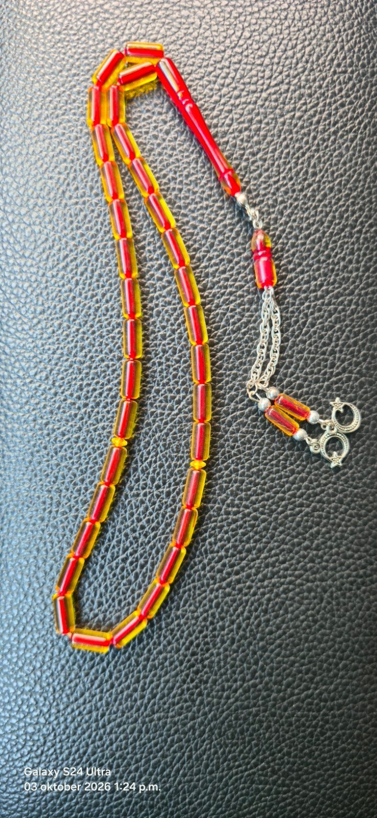 Gebedskralen Rood Geel Tesbih Rozenkrans, Sieraden, Tassen en Uiterlijk, Ophalen of Verzenden, Zo goed als nieuw, Rood, Kunststof