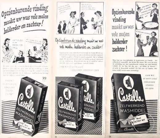 23 vintage advertenties reclames Castella wasmiddel 1950, Ophalen of Verzenden, Gebruikt, Overige typen
