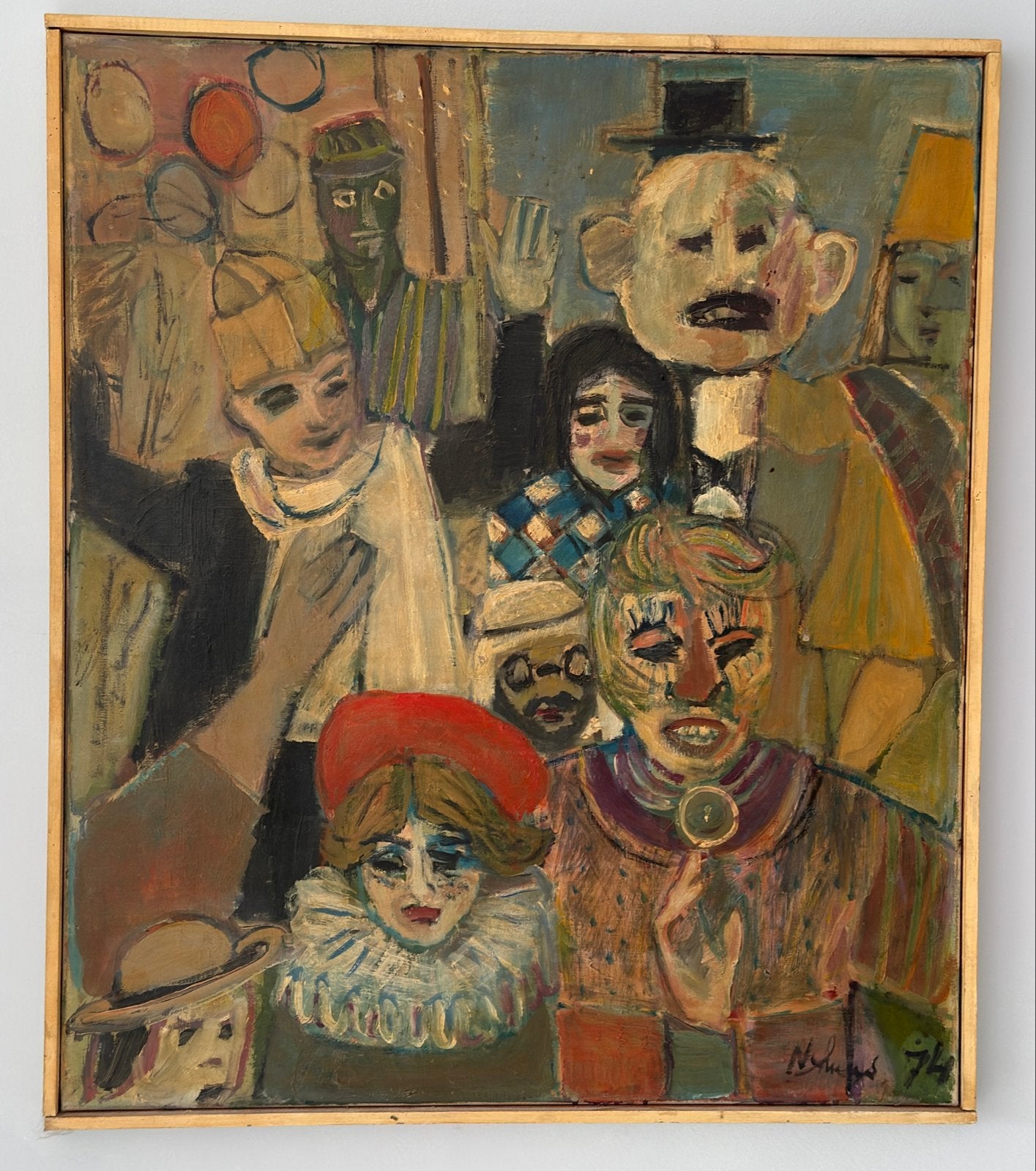 Olieverf Schilderij "Carnaval" van Peter Nijhuijs (1974), Figuren, Ophalen of Verzenden, Textiel, Gesigneerd