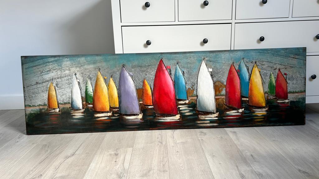 Metalen 3D Schilderij - De Regatta Zeilrace - groot formaat, Ophalen, 50 tot 75 cm, Zo goed als nieuw, Schilderij