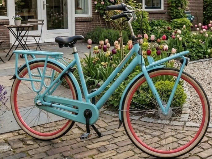 Gazelle damesfiets - Lichtblauw met roze accenten, Ophalen, (Extra) lage instap, Zo goed als nieuw, 50 tot 53 cm