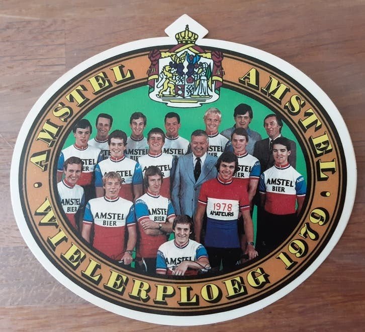 Vintage Amstel Wielerploeg 1979 Sticker, Ophalen of Verzenden, Gebruikt