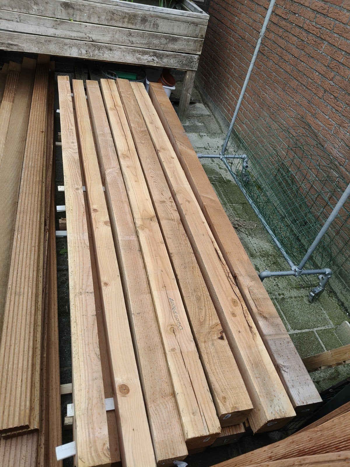 4 Douglas palen 12x12x3meter, Tuin en Terras, Palen, Balken en Planken, Ophalen of Verzenden, 250 cm of meer, Palen