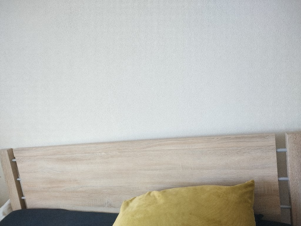 Bed, Huis en Inrichting, Slaapkamer | Bedden, Ophalen, Beige, Tweepersoons, Zo goed als nieuw