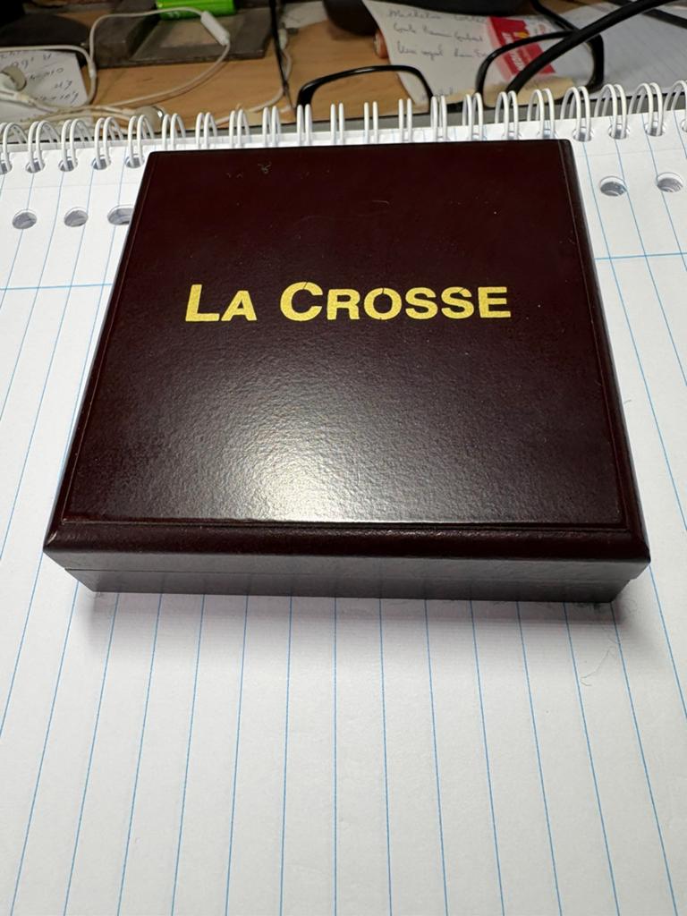 La Crosse Messing/Koperen Kalender (1998-2047) in Houten Kas, Ophalen, Koper