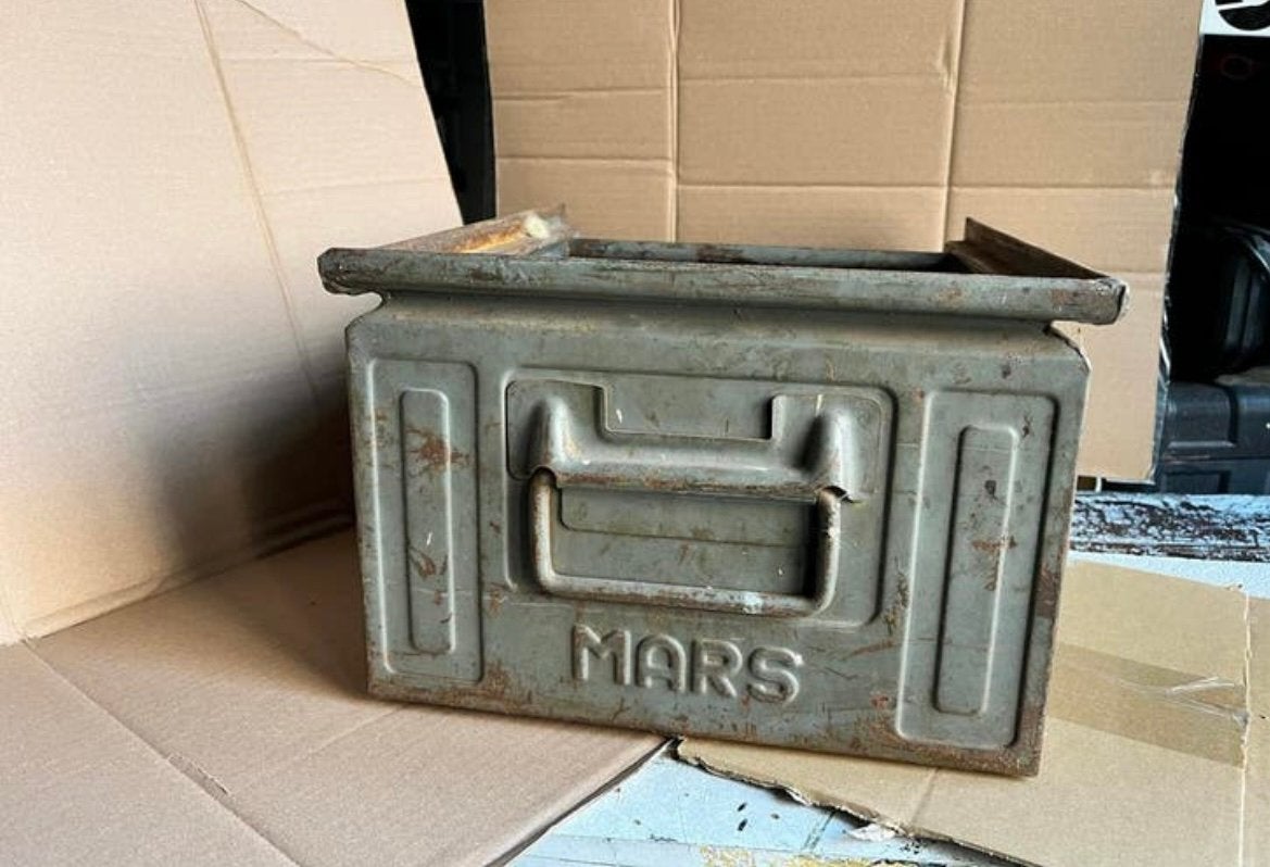 Mars Stalen Kist - Brocante Industriële Opbergbak, Ophalen, Gebruikt, Metaal, 50 tot 100 cm